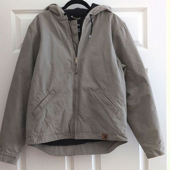 Carhartt Washed Duck Full Zip Hooded Jacket Quilt Lined #100733 Unisex - Picture 1 of 14